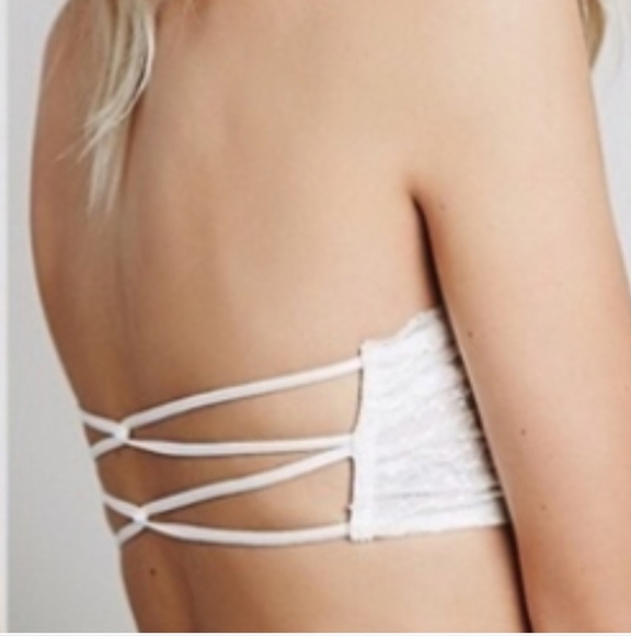Free People Strapless Bra Lace Essential Bandeau Bralette White Size S NWT - Picture 2 of 5
